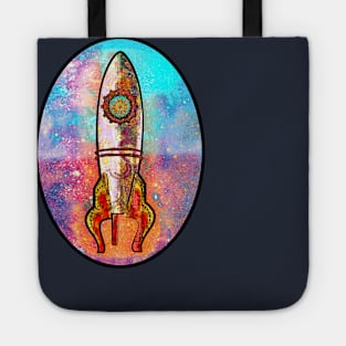 Rocket Ship in Space Tote