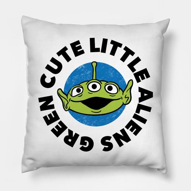 Green Cute Little Aliens (Light) Pillow by Milasneeze