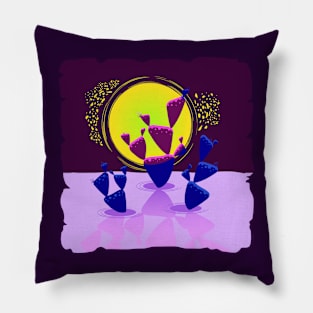 Blue space cactus Pillow