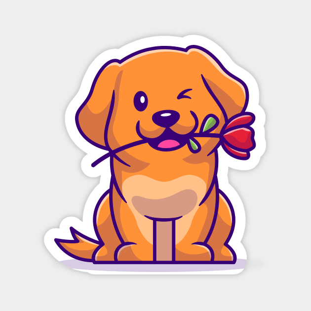 Cute Dog With Rose Magnet by Catalyst Labs