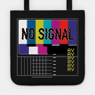 Vintage broken TV signal glitch and  caption "No signal vaperwave" Tote