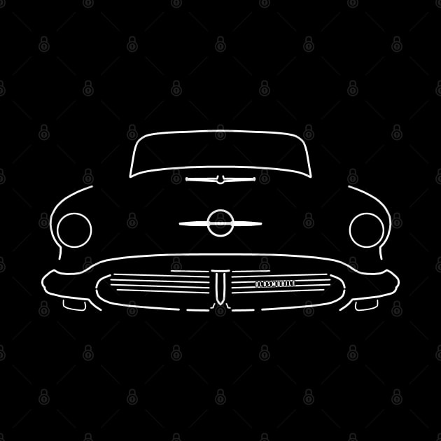 Oldsmobile Starfire 1956 American classic car outline graphic (white) by soitwouldseem