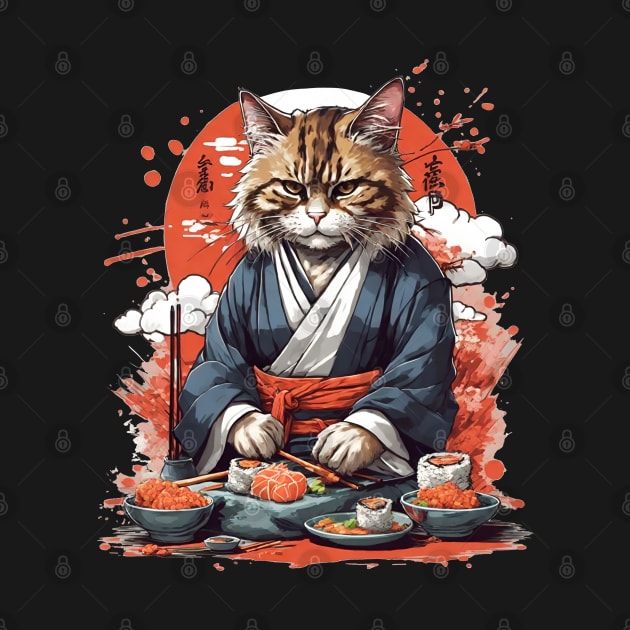 Cool Cat Sushi Art by VisionDesigner