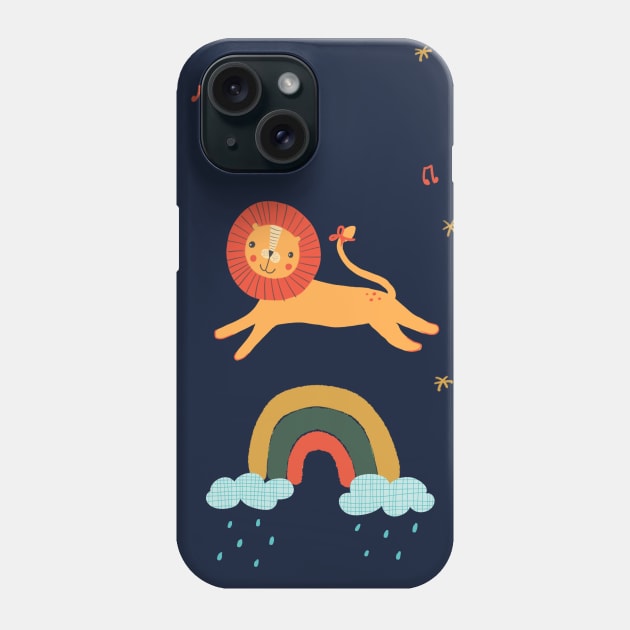 Lion Jump over a rainbow Phone Case by Guncha Kumar