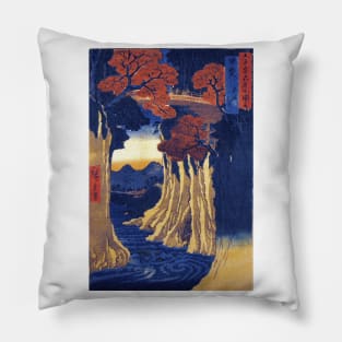 Kai Province Monkey Bridge by Utagawa Hiroshige Pillow