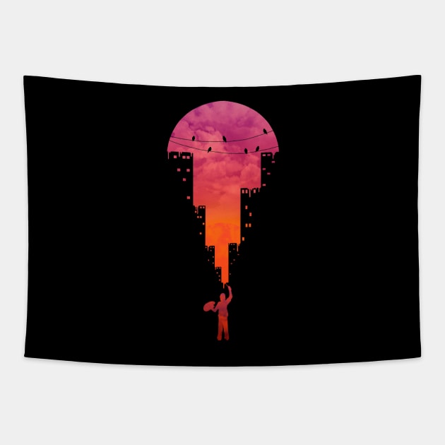 Sunset Painter Tapestry by GODZILLARGE