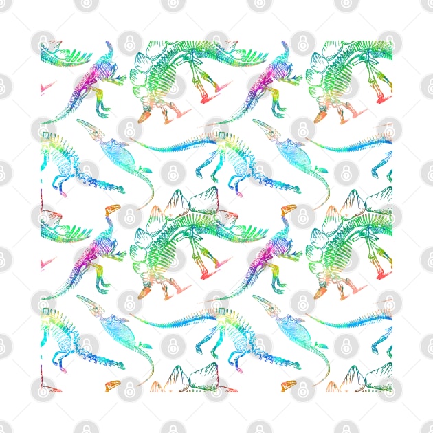 Rainbow colorful dinosaur pattern by Mesozoic forest