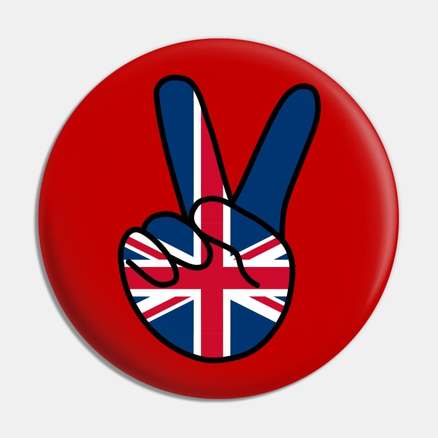 UK Flag V Sign Pin by DiegoCarvalho