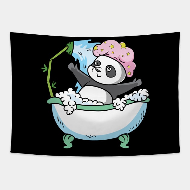 A Panda bathing Tapestry by theanimaldude