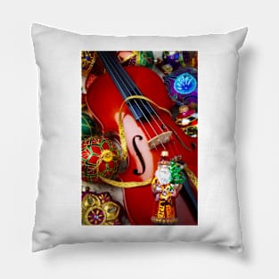 Santa Ornament And Violin Pillow