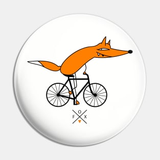 Smart fox rides a bicycle Pin