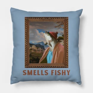something Fishy Funny Art Meme Pillow