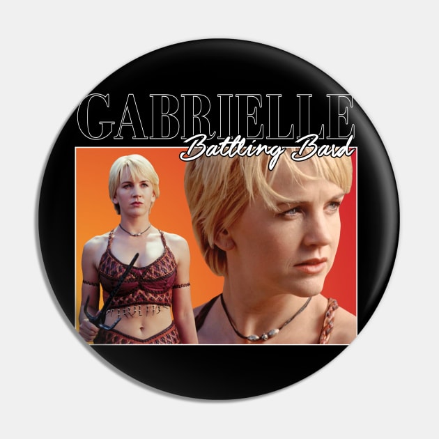 Gabrielle Battling Bard retro Pin by CharXena