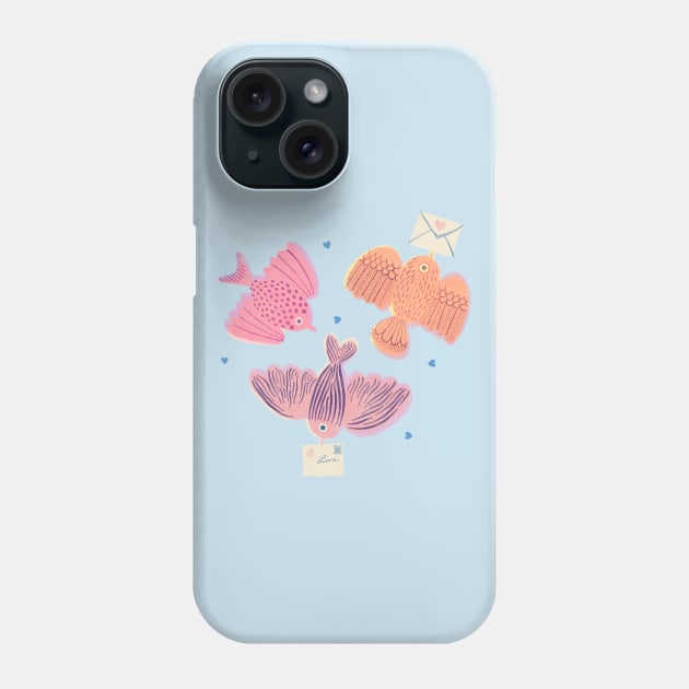 Love Letter Birds Phone Case by Rebelform