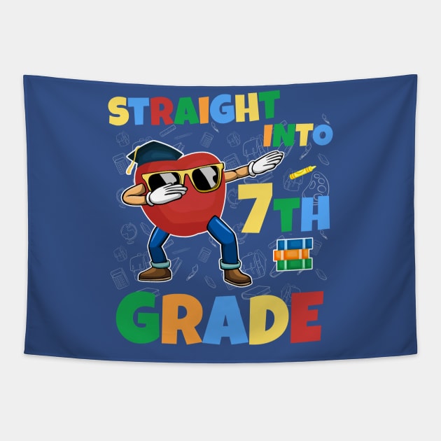 Straight Into 7th Grade Funny Dabbing Apple First Day School Tapestry by kaza191