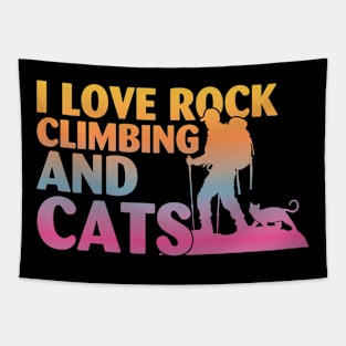 I Love Rock Climbing & Cats Cute Kitty Cat Lover Tapestry