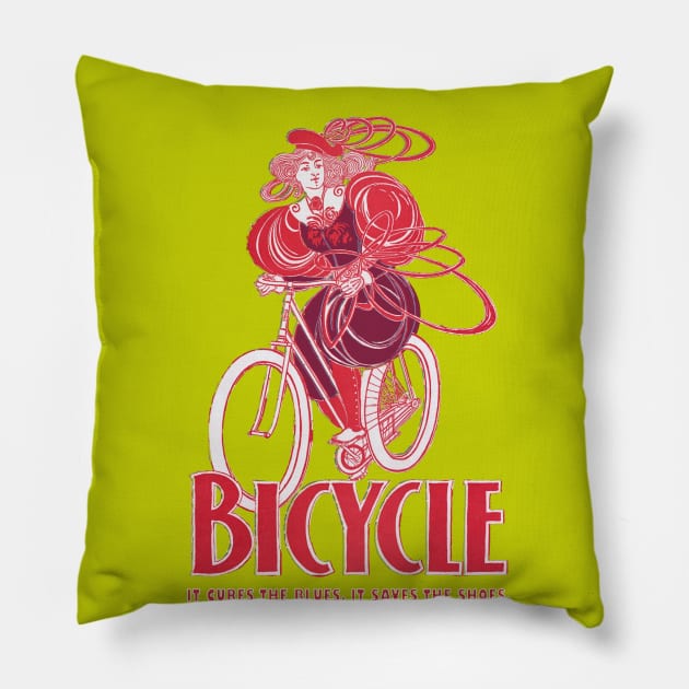 Lispe Bicycle Victorian Rider Pillow by Lispe