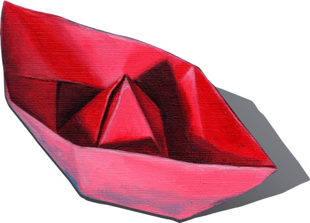 Little Red Paper boat Origami Kids T-Shirt by ABelloArt