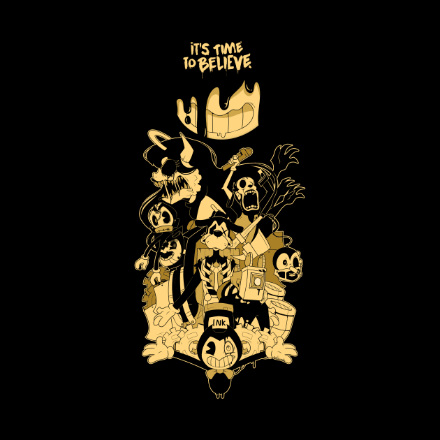 Playera Bendy And Ink Machine, Bendi, Boris, Lawrence, Alice by Mendozab Angelob