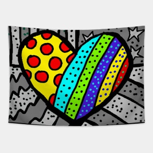 Rainbow,Heart,Grey,Graffiti by LowEndGraphics Tapestry