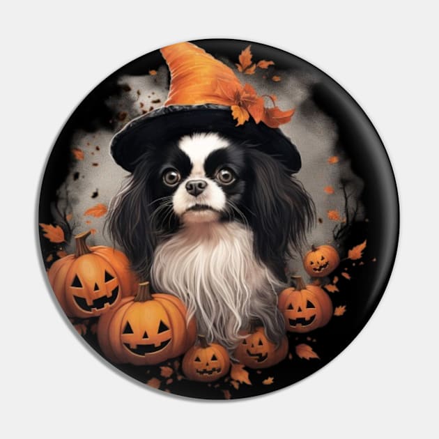 Halloween Japanese spaniel Design Pin by NatashaCuteShop