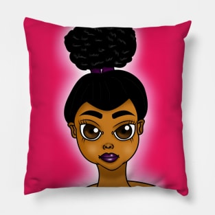 Brown skin girl digital art Pillow