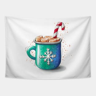 Christmas mug with hot chocolate and marshmallows Tapestry