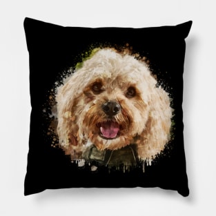 Cavapoo watercolor Pillow