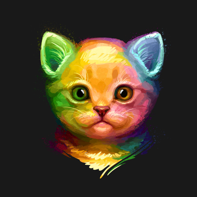 Kitty Colorful Painting Cat Kids T Shirt Teepublic