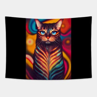 Trippy Psychedelic Cat Tapestry