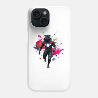 Confident and Commanding Pug in Black with Bold Red Metallic Superhero Suit Phone Case