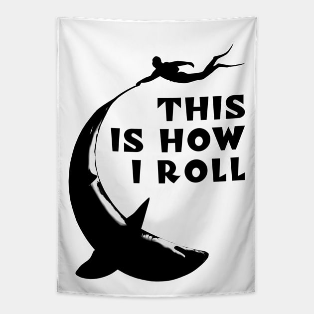 shark diving - This is How I Roll Tapestry by TMBTM