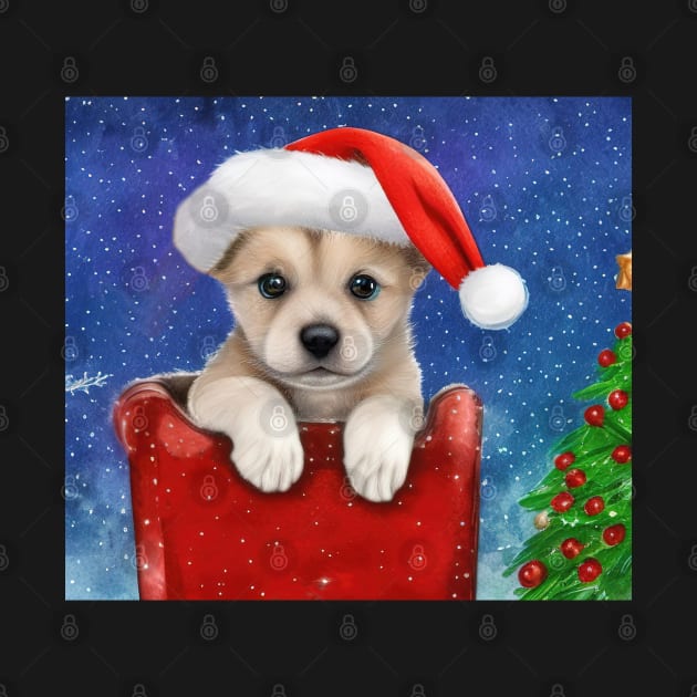 Cute Christmas Pomeranian Puppy by Mary'sDesigns