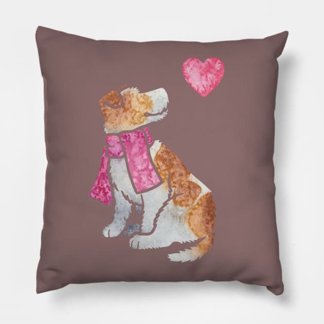 Watercolour Jack Russell Terrier Pillow by animalartbyjess