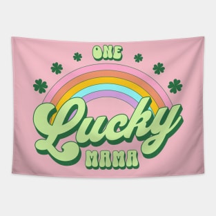 One Lucky Mama St Patricks Day Kawaii Rainbow Tapestry