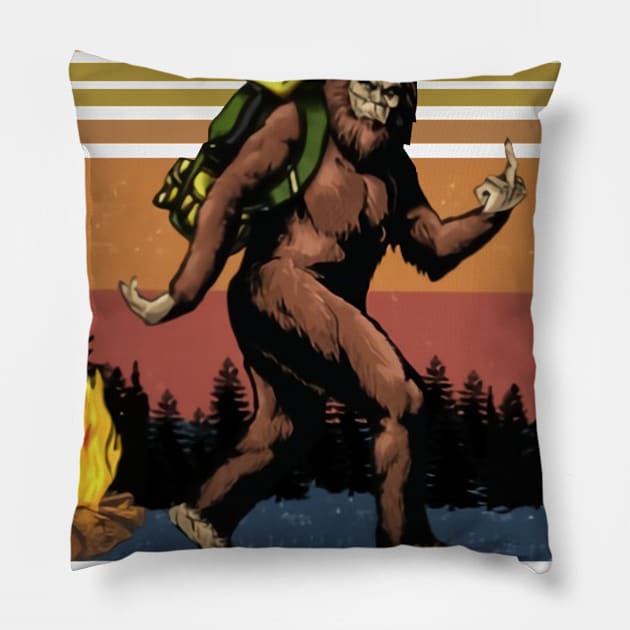 Camping Bigfoot Eff You See Kay Why Oh You Vintage Pillow by Phylis Lynn Spencer