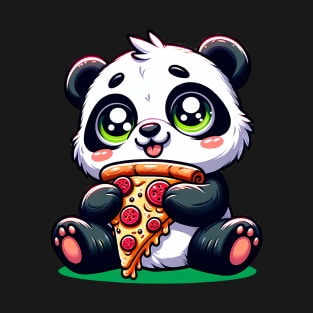 Cute Panda Bear Eating Pizza T-Shirt