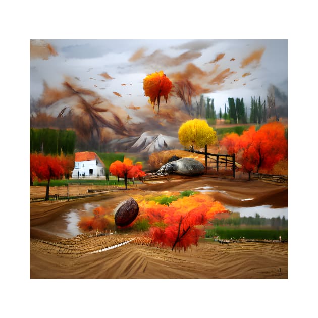 Autumn Village Landscape by Mihadom