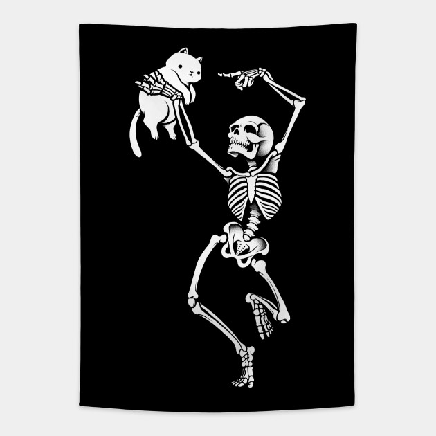 Dancing skeleton tapestry top