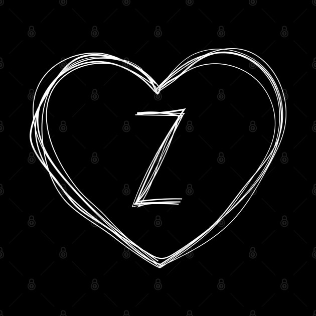 Letter Z with heart frame in lineart style by KondeHipe