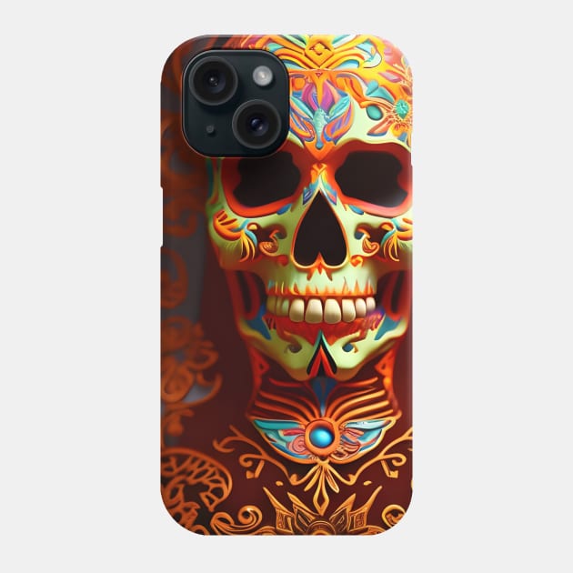 Orange Sugar Skull Phone Case by timtopping