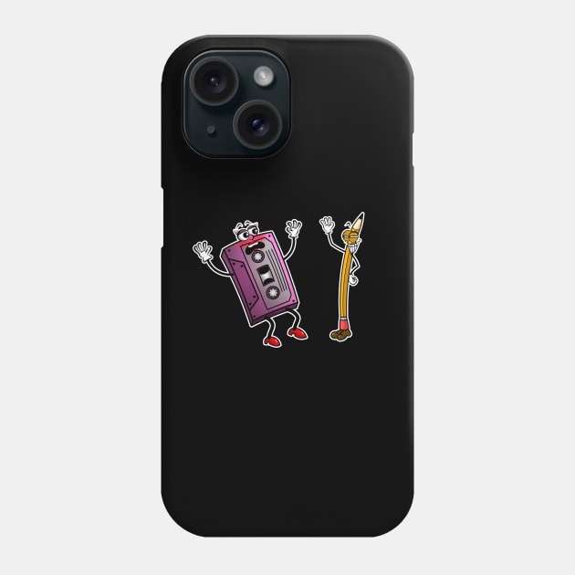 Cassete Tape and Pencil - Vintage and Retro Meme 80s Phone Case by Samuel John