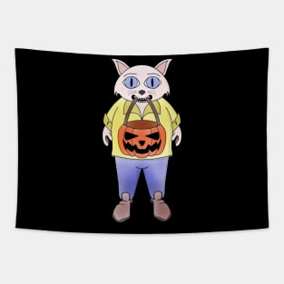 Pumpkin Cat Halloween Tapestry