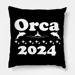 Funny Orca Ocean Boat Humor Whale 2024 Election Orcas 2024 Funny Politics Orca Sinking Boat Election Premium Pillow