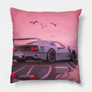 Italian White F40 Classic Car Poster Pillow