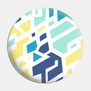 Rigid Blue Yellow Abstract Design Pin