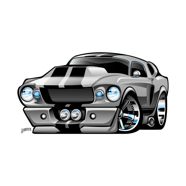 Classic Sixties American Muscle Car Cartoon by hobrath