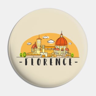 Florence Skyline Watercolor Pin