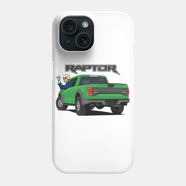 Truck ranger raptor f150 4x4 hand skull metal green Phone Case by creative.z