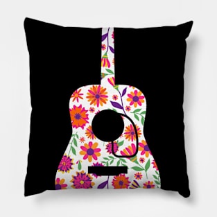 Acoustic Guitar with Floral Pattern Pillow